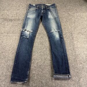 Rogue Territory Jeans Men 31x34 Blue SK Skinny Selvedge Japan Nihon Menpu Denim